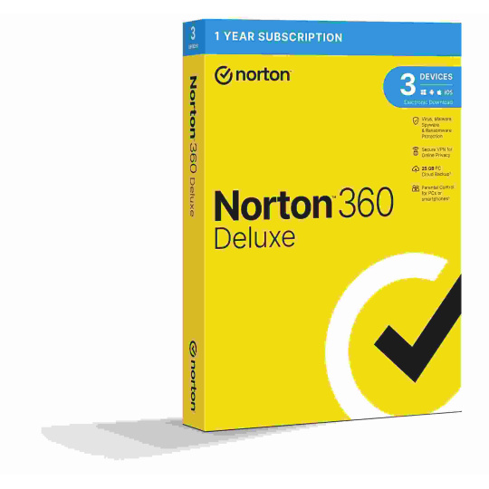 NORTON 360 DELUXE 25GB +VPN 1 používateľ pre 3 zariadenia na 1 rok BOX