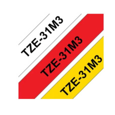 BROTHER Originální kazety s páskou Brother TZe-31M3 - černá na červené, bílé a žluté, šířka 12 mm BROTHER Originální kazety s páskou Brother TZe-31M3 - černá na červené, bílé a žluté, šířka 12 mm