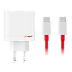 OnePlus SUPERVOOC 80W GaN Dual USB-A + USB-C Cestovní Nabíječka + USB-C/USB-C Kabel White