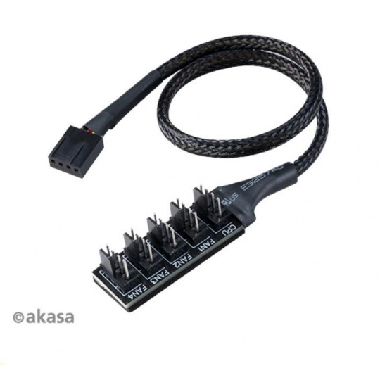 AKASA kábel FLEXA FP5H redukcia ventilátora, 1x 4pin PWM na 5x 4pin PWM, 30cm