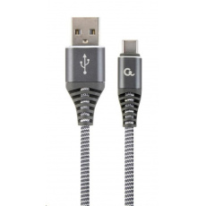GEMBIRD CABLEXPERT USB 2.0 Kábel AM na typ C (AM/CM), 1 m, opletený, sivý a biely, blister, PREMIUM KVALITA